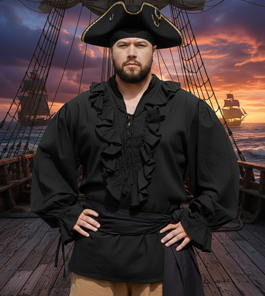 Pirate captain wearing Sail Stitch Renaissance faire costume supplier apparel